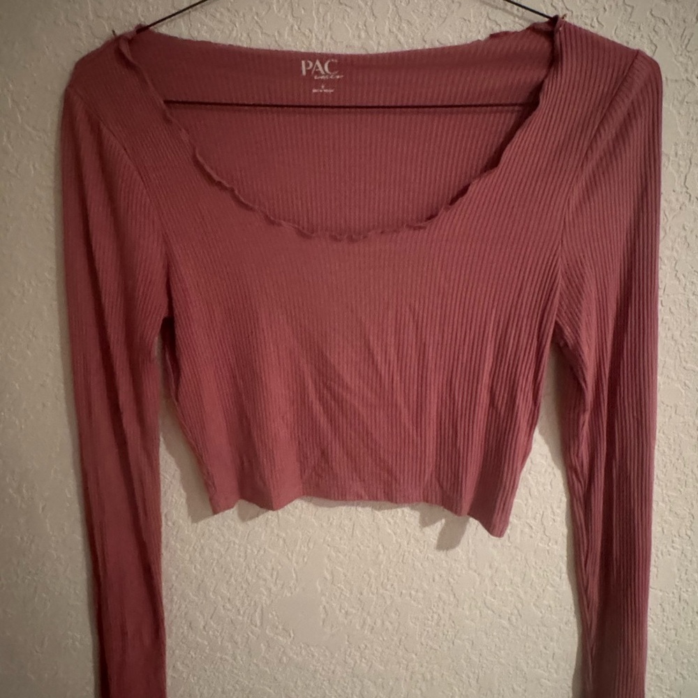 PacSun Ribbed Long Sleeve Top - Rose